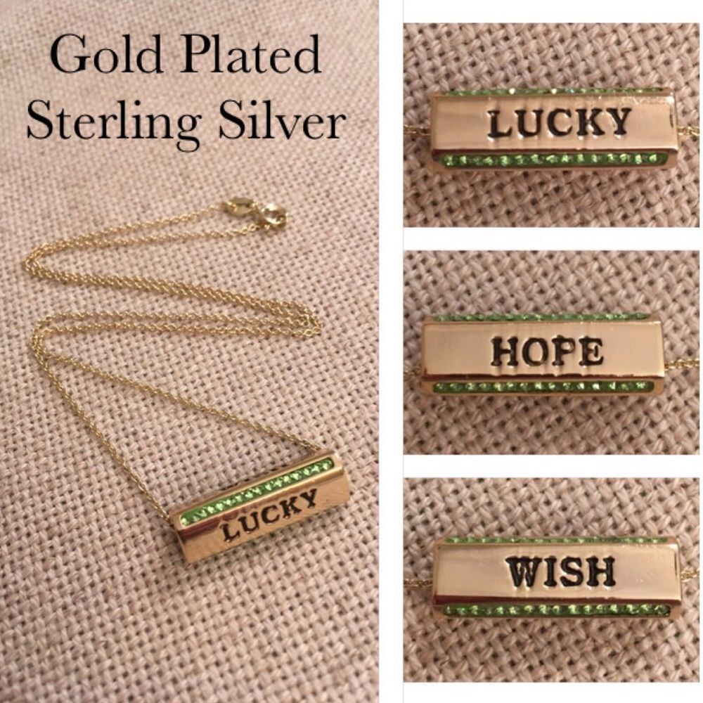 3 Sided Triangle Necklace Wish Hope Lucky Peridot